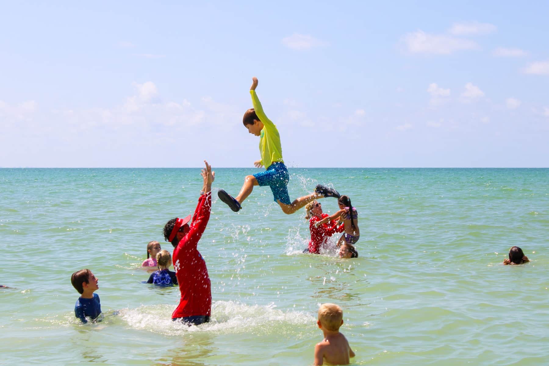 sanibel sea school campers being thrown in the air