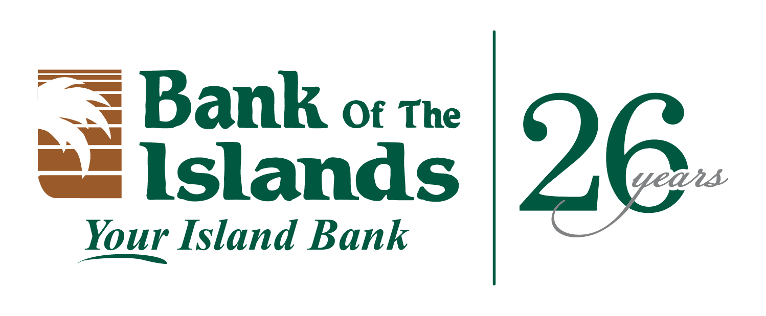 bank of the islands logo 26 years