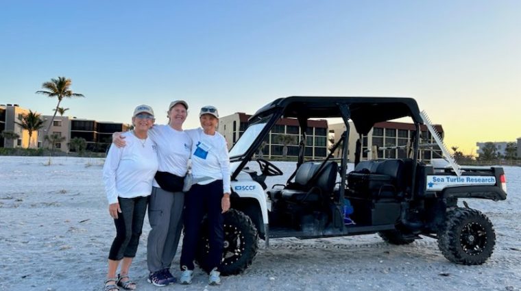 sea turtle volunteers on beach on first day of surveys